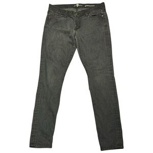 7 For All Mankind Gwenevere Black Skinny Jeans – Leopard Back Pocket – Size 28